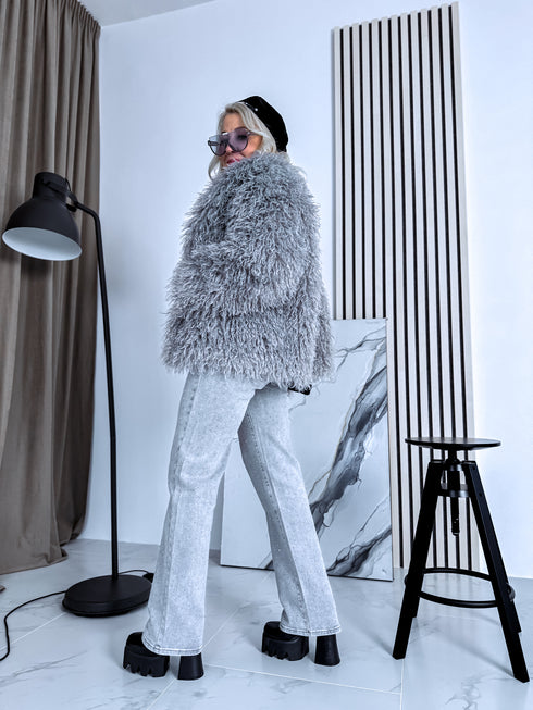 "GREY SMOG" artificial fur coat